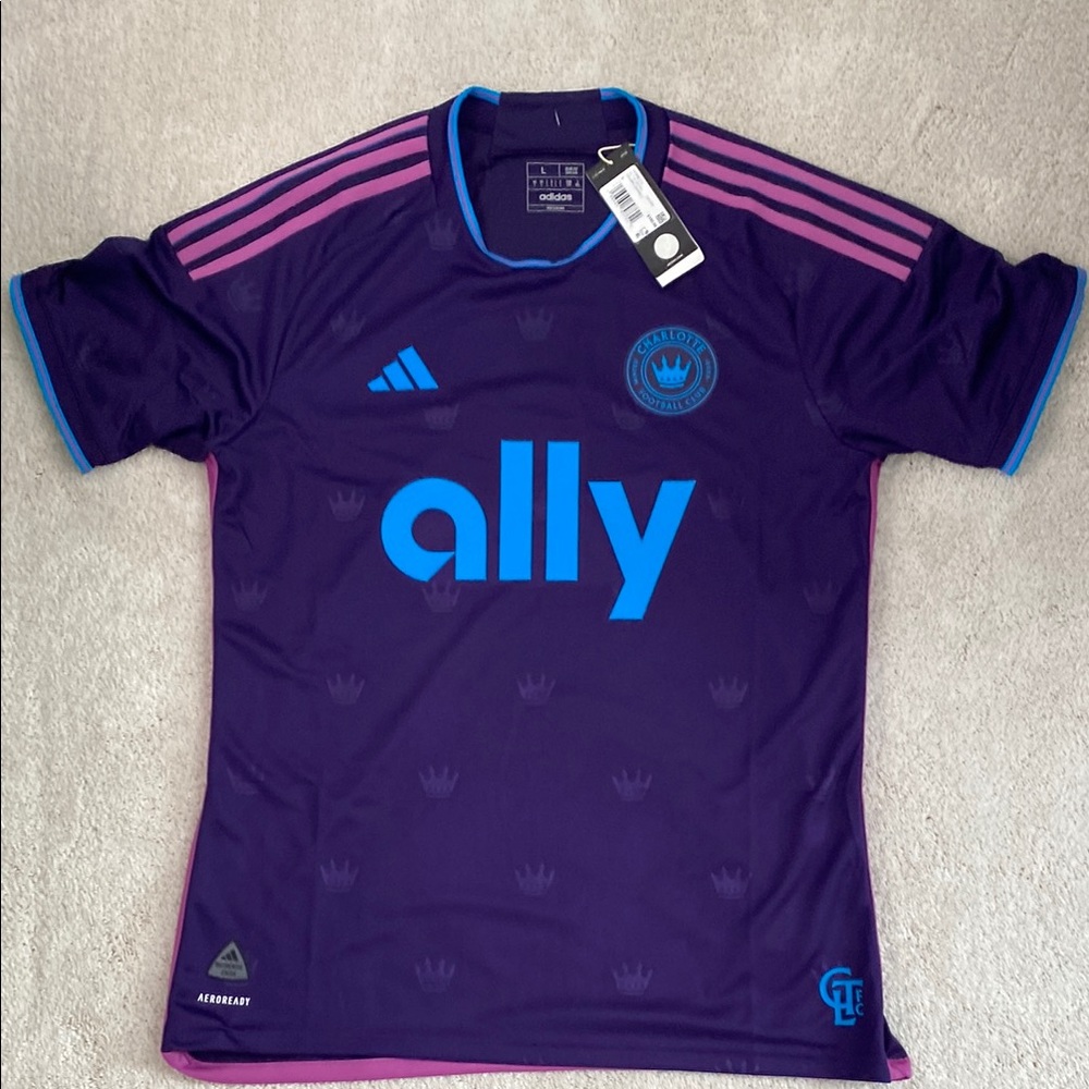 Adidas Charlotte Football Club Purple Jersey with Blue and Pink Details